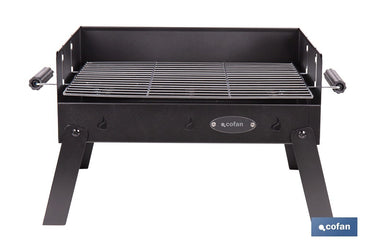 Cofan - Barbacoa de Carbón Portátil Plegable con Parrilla Cromada y Asas Laterales
